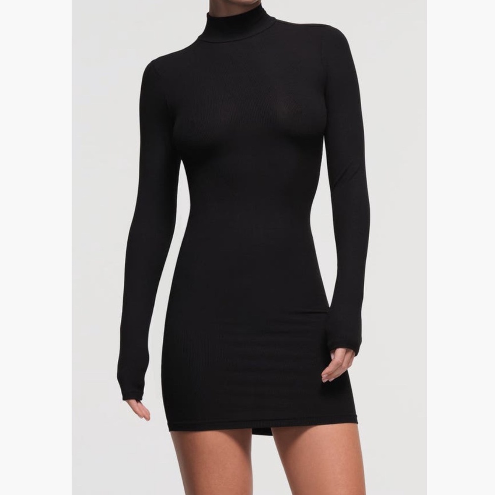 SKIMS NWT Soft Lounge Mock Neck LS Minidress Onyx Size 2X - Picture 2 of 6